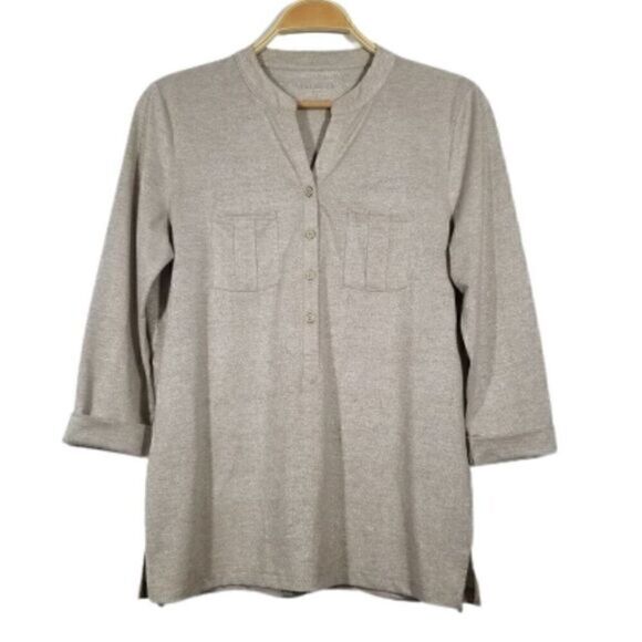 TALBOTS Preppy Lightweight Metallic Beige Top - Picture 4 of 5